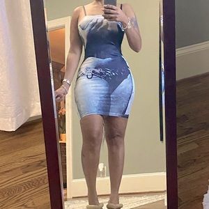 “A Handful” Spaghetti Strap Mini Dress. Great Stretch & Fit. Size Med. New w/tag